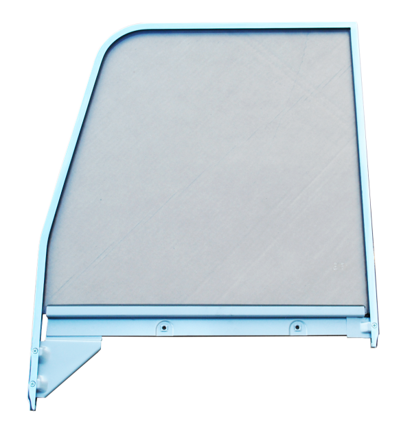 '55-'59 DOOR WINDOW GLASS (CLEAR), W/CHROME TRIM, DRIVER'S SIDE