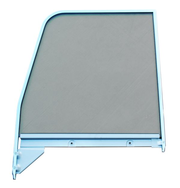 '55-'59 DOOR WINDOW GLASS (GREEN TINTED), W/CHROME TRIM, DRIVER'S SIDE