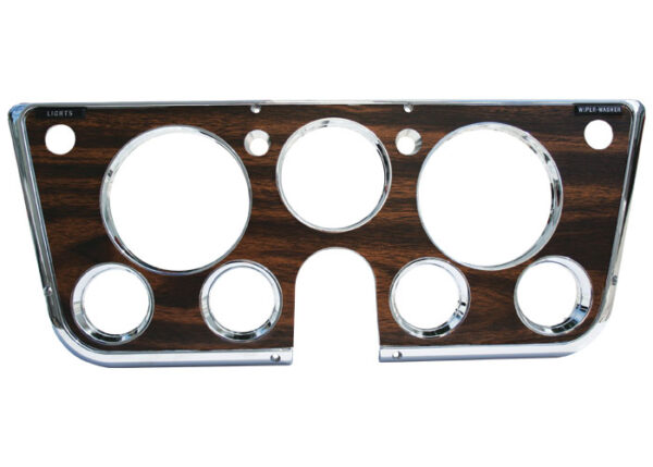 '69-'72 Woodgrain Dash Bezel - Chrome Trim