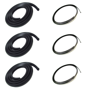 47-55 6 Piece Rear Window Weatherstrip, 5 Window, 6 Piece, Chrome Bead