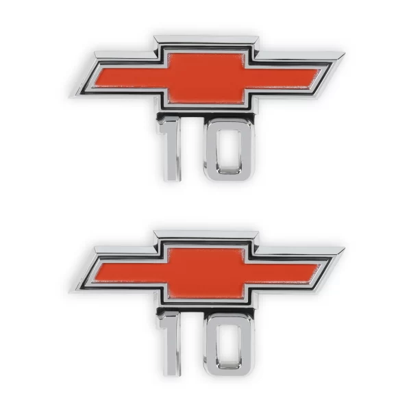 '67-'68 / '69 Chevrolet Fender Side Emblem Pair with Fasteners - "10" with Bow-Tie