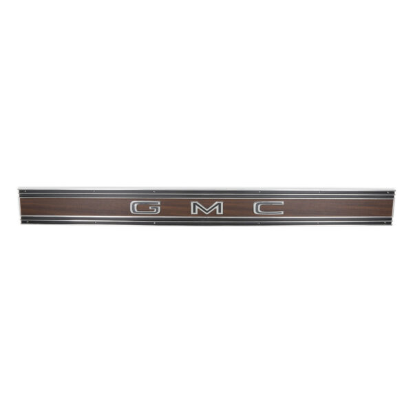 '67-'72 GMC Tailgate Band with Fasteners and Instructions - "GMC" Woodgrain Tape with Chrome Letters
