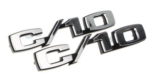 '69-'70 Chevrolet Fender Side Emblem Pair with Fasteners - "C/10"