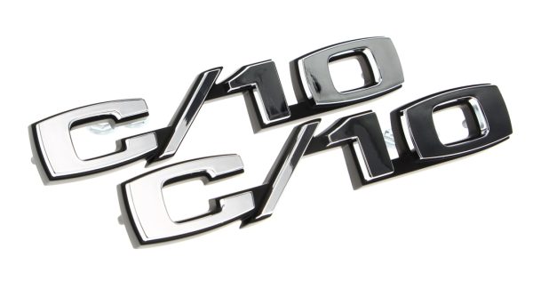 '69-'70 Chevrolet Fender Side Emblem Pair with Fasteners - "C/10"