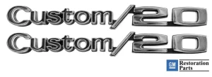 '69-'72 Fender Side Emblem Pair with Fasteners - "Custom/20"