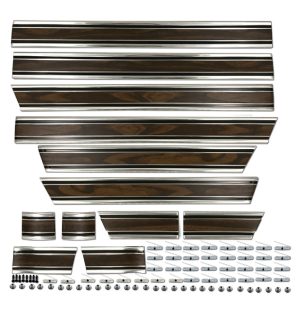 '69-'72 Fleetside 12 Piece Lower Molding Kit with All Metal Clips - Longbed Woodgrain