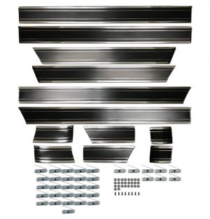 '69-'72 Fleetside 12 Piece Lower Molding Kit with All Metal Clips - Longbed Black