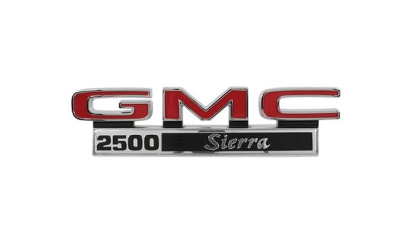 '71-'72 GMC Fender Side Emblem Pair with Fasteners - "GMC 2500 Sierra"