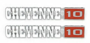 '71-'72 Chevrolet Fender Side Emblem Pair with Fasteners - "Cheyenne 10"