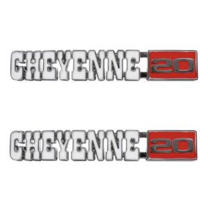 '71-'72 Chevrolet Fender Side Emblem Pair with Fasteners - "Cheyenne 20"