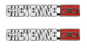 '71-'72 Chevrolet Fender Side Emblem Pair with Fasteners - "Cheyenne 30"