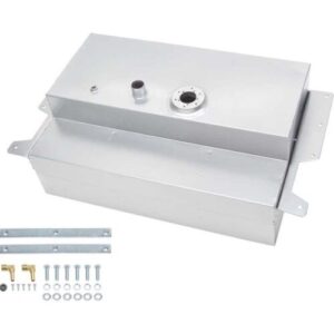 '55-'59 Frame Rail Fuel Tank with Baffles and Hardware - Zinc Plated Steel Silver Painted, Bed Fill 19 gal