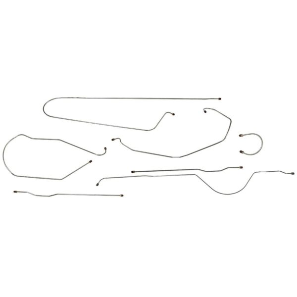 '47-'48 Axle Manual Drum Brake Line Kit - 1/4" 7 Piece OE Steel, 3/4 Ton 2WD Longbed