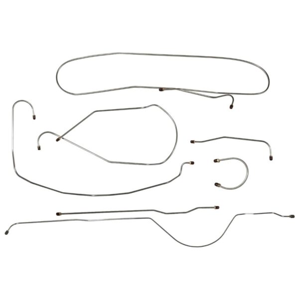 '47-'49 Rear Axle Manual Drum Brake Line Kit - 1/4" 7 Piece OE Steel, 1/2 Ton 2WD Shortbed