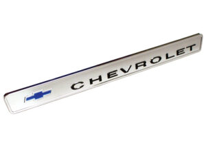 '67-'68 Glove Box Door Emblem with Fasteners - "Chevrolet" with Bow-Tie