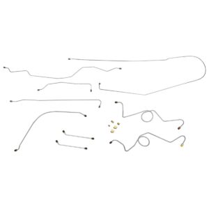 '63-'64 Power Drum Brake Line Kit - 10 Piece OE Steel, 1/2 Ton 2WD Standard Cab Longbed