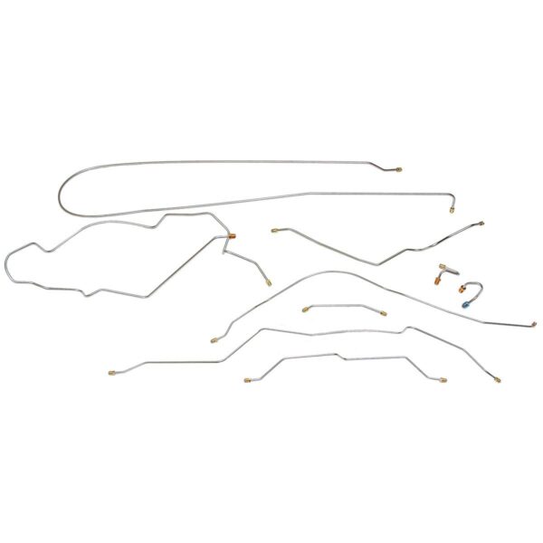 '68-'69 Power Drum Brake Line Kit, Coil Rear - 9 Piece Stainless Steel, C10 Shortbed