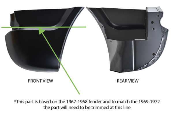 '67-'68 LOWER FRONT FENDER SECTION, DRIVER'S SIDE - Image 2